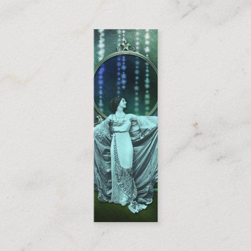 Customizable Zohara: Art Deco Woman in Aqua &amp; Green Business Card Templates