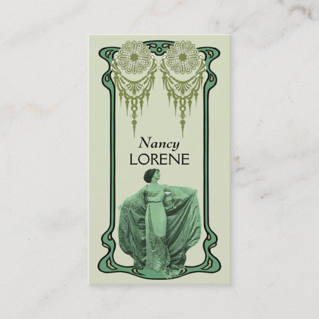 Zohara Business Cards in Green and Olive (Front)