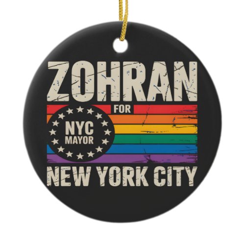 Zohran Mamdani For NYC Mayor LGBTQ Democrat Ceramic Ornament