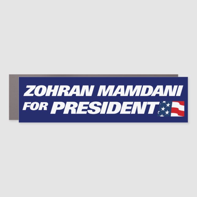 Zohran Mamdani for President 2028 Bumper Car Magnet (Front)