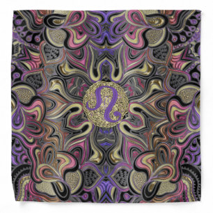 Zoidac Sign Leo Gold Mandala Bandana