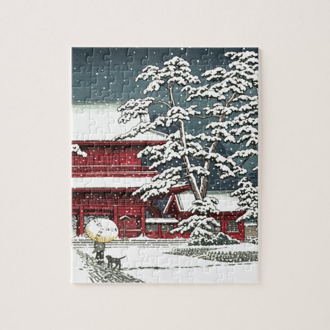 "Zojoji in Snow" by Kawase Hasui 川瀬 巴水 Jigsaw Puzzle (Vertical)