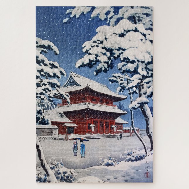 Zojoji Temple in Snow by Tsuchiya Koitsu Jigsaw Puzzle (Vertical)