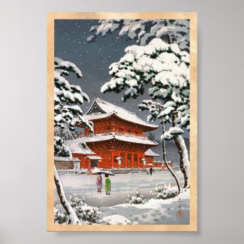Zojoji Temple in Snow Tsuchiya Koitsu winter scene Poster
