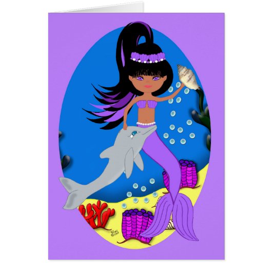 Zola the Mermaid and Dolphin Card (Front)