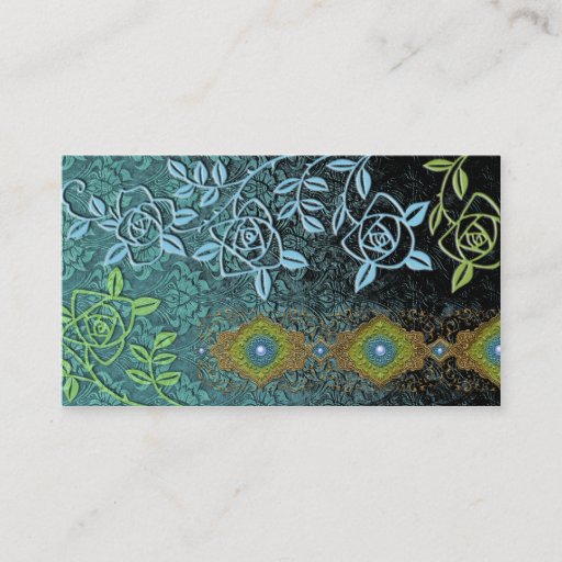 Customizable ZOLLIE'S ROSES: BLUE GREEN SCENE BUSINESS CARD TEMPLATES