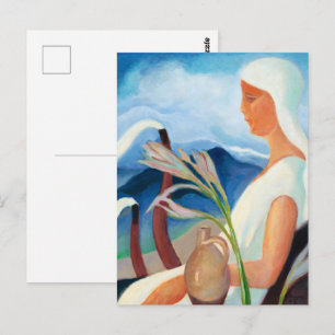 Zolo Palugyay Girl in White Vintage Modern Art Postcard