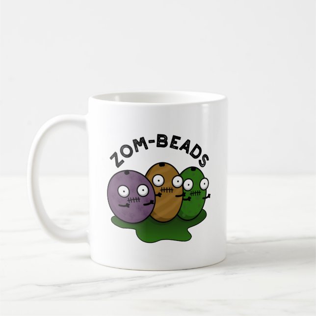 Zom-beads Funny Halloween Zombie Beads Pun  Coffee Mug (Left)
