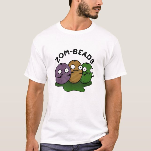 Zom-beads Funny Halloween Zombie Beads Pun  T-Shirt (Front)