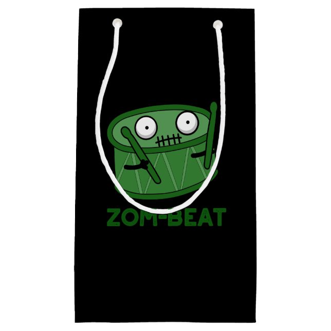 Zom-beat Funny Halloween Zombie Drum Pun Dark BG Small Gift Bag (Front)