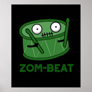 Zom-beat Funny Zombie Drum Pun Dark BG Poster