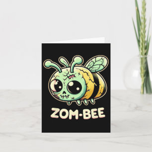 Zom-bee Adorably Creepy Zombie Bee Cartoon Hallowe Card