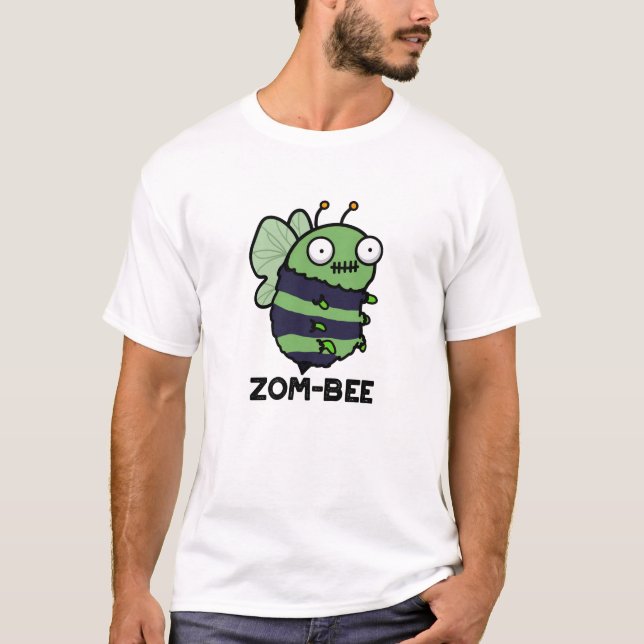 Zom-bee Funny Halloween Zombie Bee Pun  T-Shirt (Front)