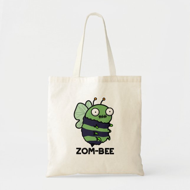Zom-bee Funny Halloween Zombie Bee Pun Tote Bag (Front)