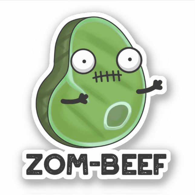 Zom-beef Funny Halloween Zombie Meat Pun Sticker (Front)
