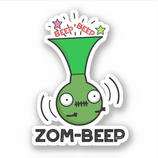 Zom-beep Funny Halloween Zombie Honker Pun Sticker (Front)