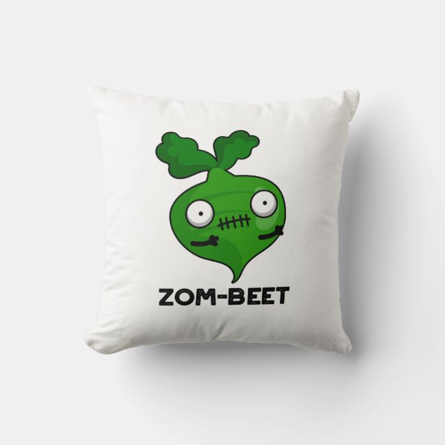 Zom-beet Funny Halloween Zombie Beet Pun Throw Pillow (Front)
