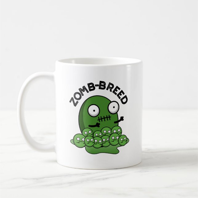 Zom-breed Funny Halloween Zombie Breed Pun Coffee Mug (Left)