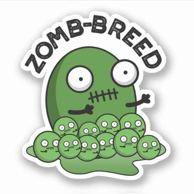 Zom-breed Funny Halloween Zombie Breed Pun Sticker (Front)