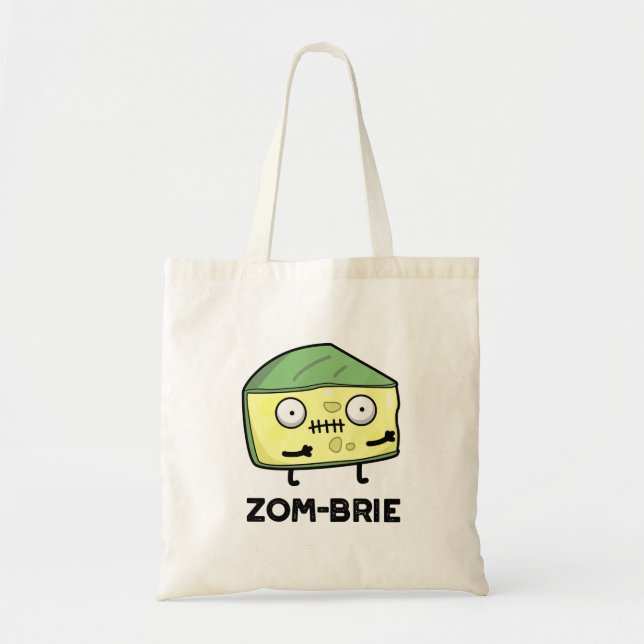 Zom-brie Funny Halloween Zombie Brie Cheese Pun Tote Bag (Front)