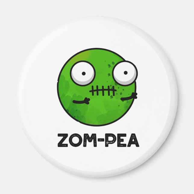 Zom-pea Funny Halloween Zombie Pea Pun Magnet (Front)
