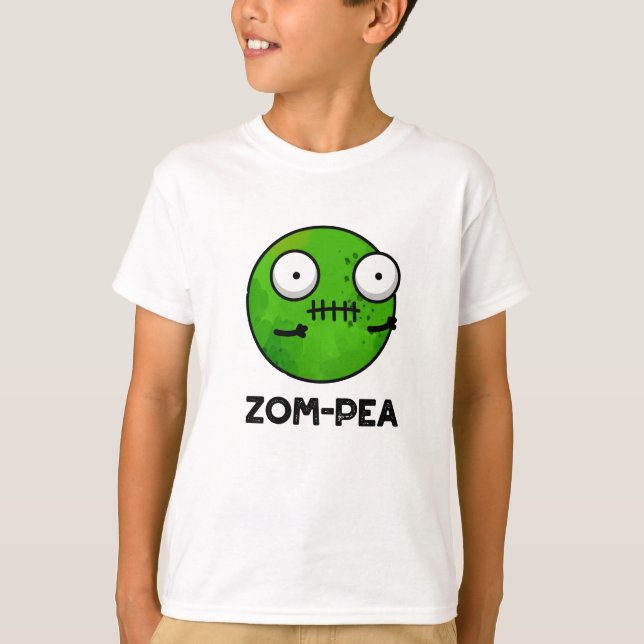 Zom-pea Funny Halloween Zombie Pea Pun T-Shirt (Front)