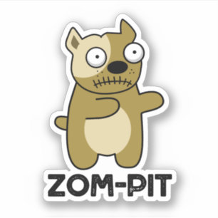 Zom-pit Funny Halloween Zombie Pit Bull Pun  Sticker