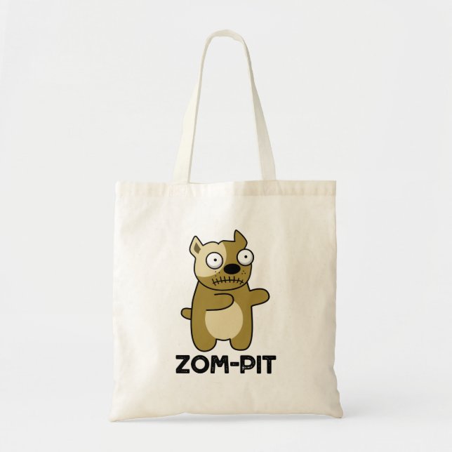 Zom-pit Funny Halloween Zombie Pit Bull Pun  Tote Bag (Front)