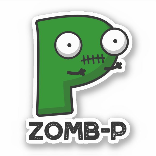 Zomb-P Funny Halloween Zombie Alphabet Pun  Sticker (Front)