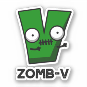 Zomb-V Funny Halloween Zombie Alphabet V Pun Sticker