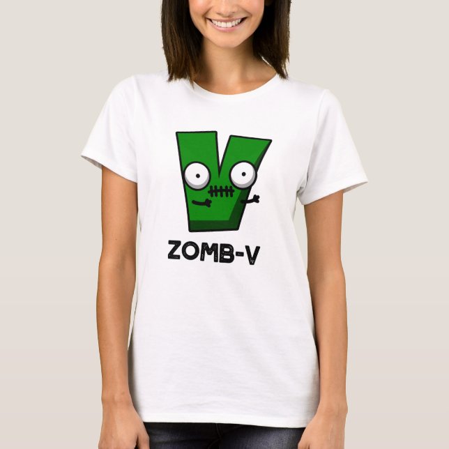 Zomb-V Funny Halloween Zombie Alphabet V Pun  T-Shirt (Front)