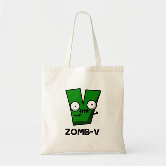 Zomb-V Funny Halloween Zombie Alphabet V Pun  Tote Bag (Front)