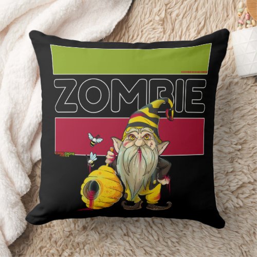 Zombee Killer Bee Gnome Zombie Beekeeping Throw Pillow