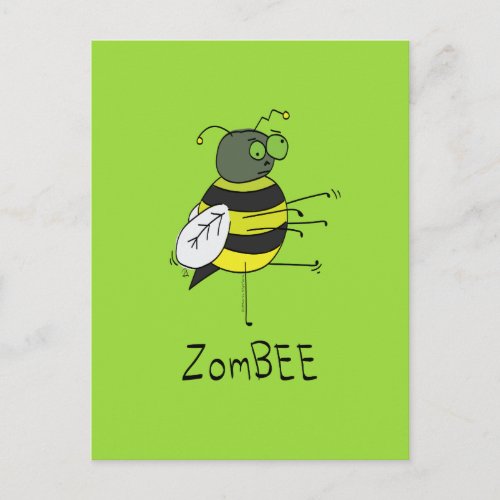 ZomBEE Zombie Bee Funny Postcard