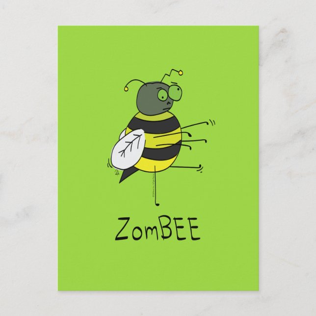 ZomBEE Zombie Bee Funny Postcard (Front)
