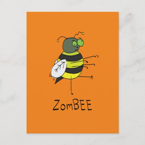 ZomBEE Zombie Bee Funny Postcard