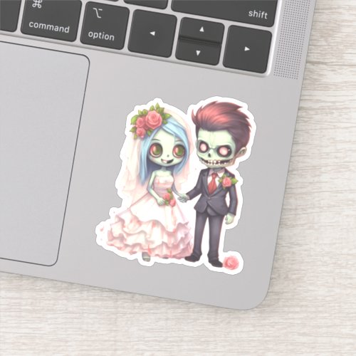 Zombi maried in halloween store near me sticker