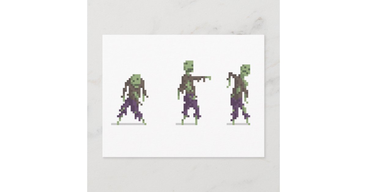 Zombie 8 Bit Pixel Art Postcard Zazzle Com