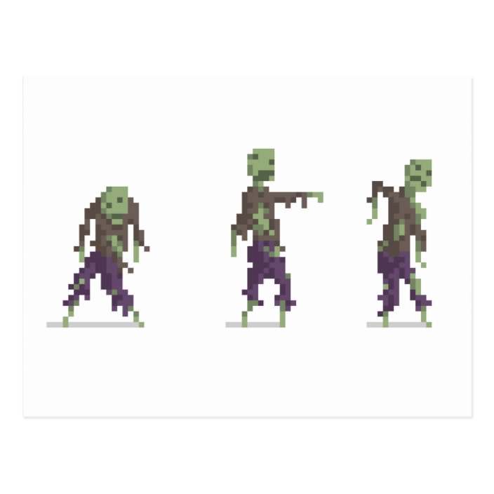 Zombie 8 Bit Pixel Art Postcard Zazzle Com