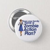 Zombie Action Plan Pinback Button (Front & Back)