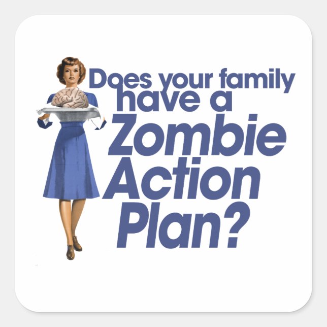 Zombie Action Plan Square Sticker (Front)