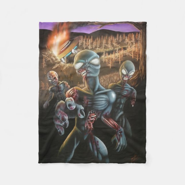Zombie Aliens Fleece Blanket (Front)