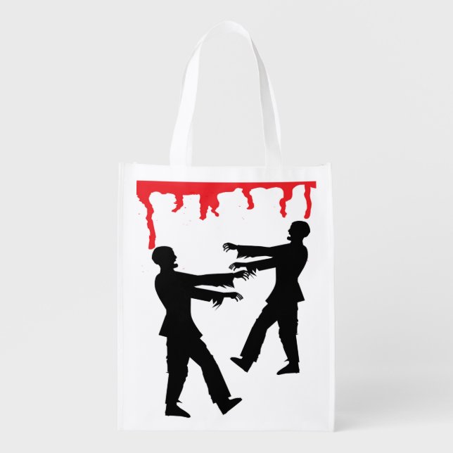 Zombie and Blood Dripping Trick or Treat Bag (Front)