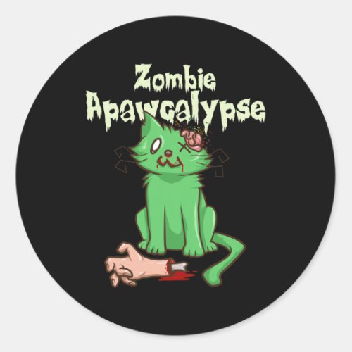 Zombie Apawcalypse Cute Kitten Zombie _ Fun Zombie Classic Round Sticker