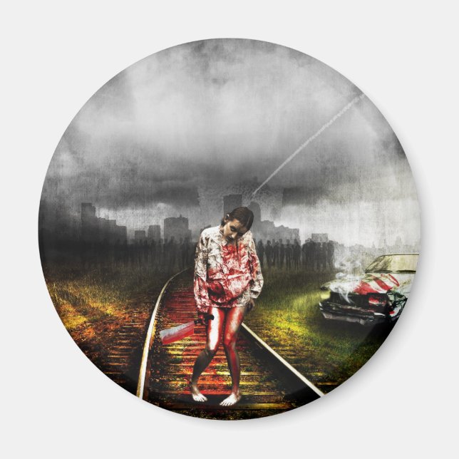 Zombie apocalypse artistic illustration magnet (Front)