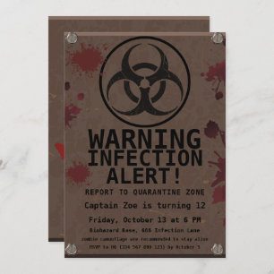 Zombie Apocalypse Birthday Halloween Biohazard Invitation
