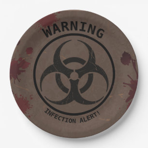 Zombie Apocalypse Birthday Halloween Biohazard Paper Plates