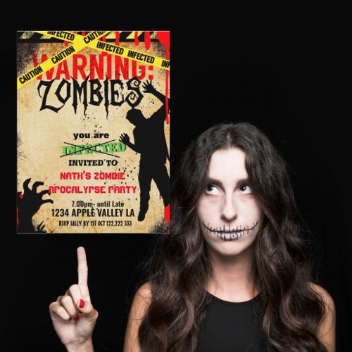 Zombie Apocalypse Birthday party escape room Invitation Postcard