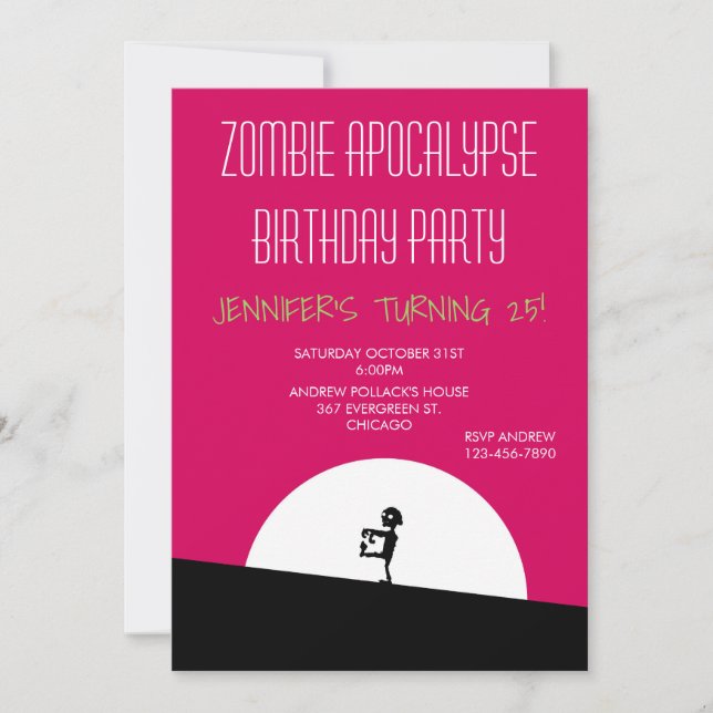 Zombie Apocalypse Birthday Party Invitation (Front)