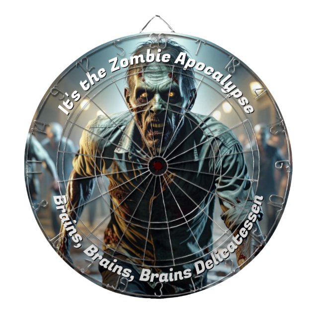 Zombie Apocalypse Creepy Funny Dart Board (Front)